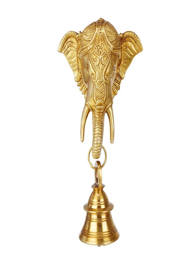 Kartique Brass Ganesha Brass Bell Hanging on Trunk (Gold) - Image 2